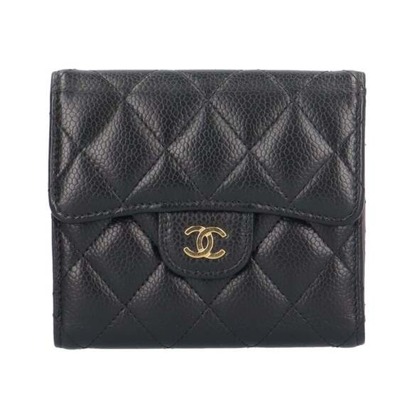 CHANEL Authentic Black Caviar Leather Wallet